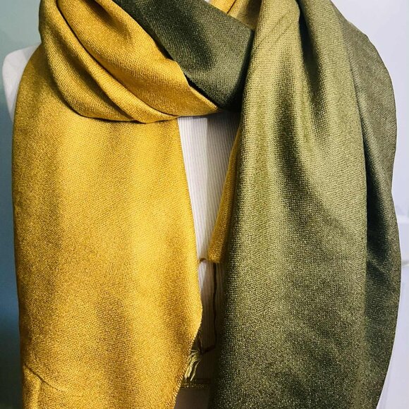 Accessories - Silk & Pashmina Scarf – Golden Olive Elegance- NWT